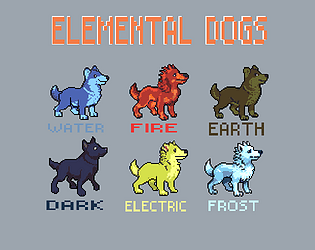 Elemental Dogs pixel art preview